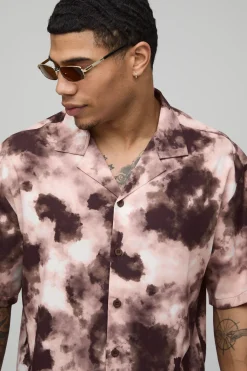 boohooMAN Chemise Oversize Coupe Boxy À Imprimé Déformé<Homme Chemises Grande Taille|Chemises