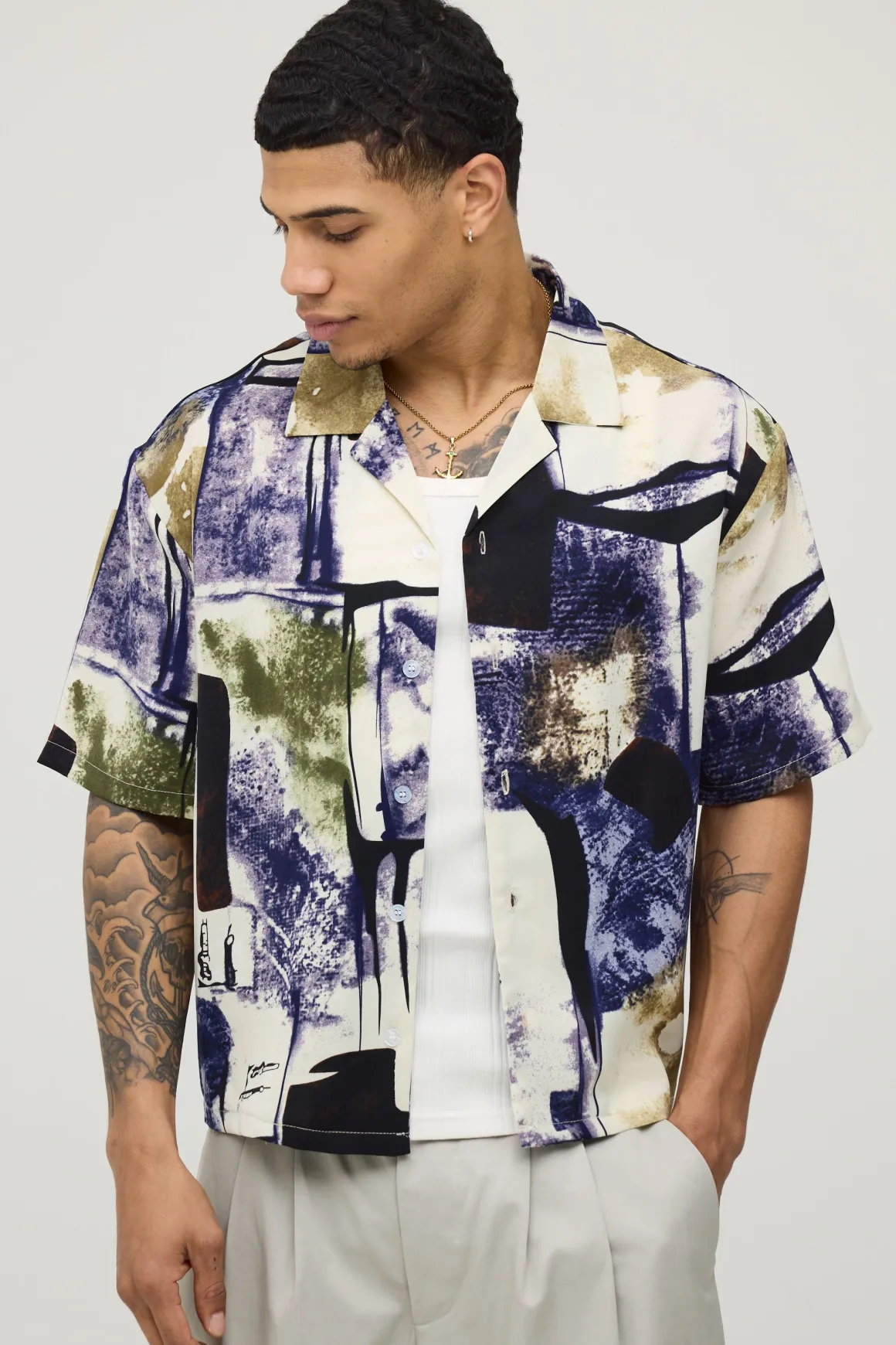 Chemise Oversize Coupe Boxy À Imprimé Abstrait