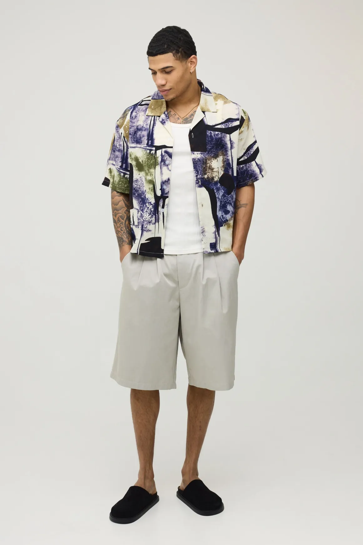 Chemise Oversize Coupe Boxy À Imprimé Abstrait