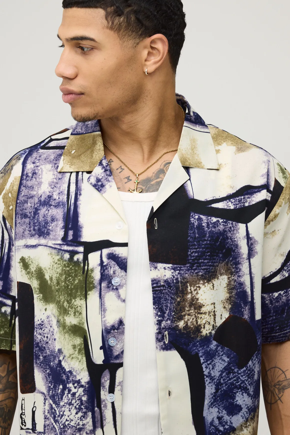 Chemise Oversize Coupe Boxy À Imprimé Abstrait