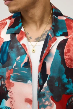 boohooMAN Chemise Oversize Coupe Boxy À Imprimé Déformé<Homme Chemises Grande Taille|Chemises
