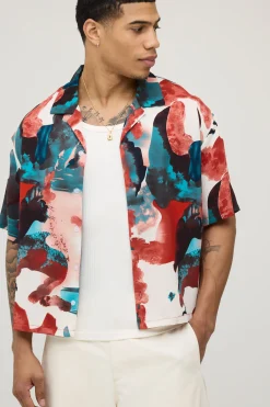 boohooMAN Chemise Oversize Coupe Boxy À Imprimé Déformé<Homme Chemises Grande Taille|Chemises