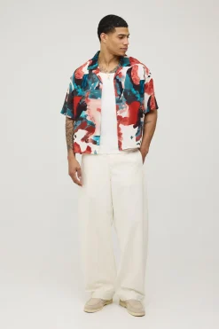 boohooMAN Chemise Oversize Coupe Boxy À Imprimé Déformé<Homme Chemises Grande Taille|Chemises