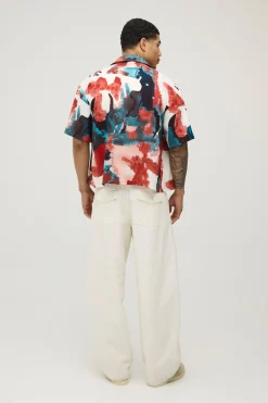 boohooMAN Chemise Oversize Coupe Boxy À Imprimé Déformé<Homme Chemises Grande Taille|Chemises
