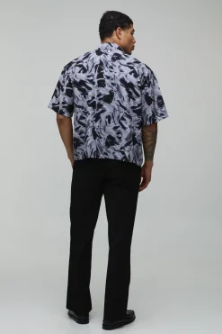 Chemise Oversize Coupe Boxy Imprimé Abstrait Monochrome