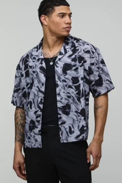 Chemise Oversize Coupe Boxy Imprimé Abstrait Monochrome