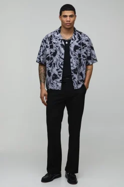Chemise Oversize Coupe Boxy Imprimé Abstrait Monochrome