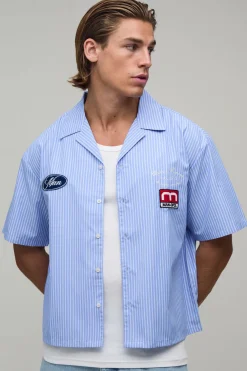 Chemise Oversize Coupe Boxy À Manches Courtes Avec Empiècement Rayé