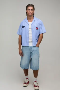 Chemise Oversize Coupe Boxy À Manches Courtes Avec Empiècement Rayé