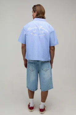 Chemise Oversize Coupe Boxy À Manches Courtes Avec Empiècement Rayé