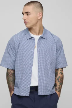 boohooMAN Chemise oversize à coupe boxy à micro carreaux<Homme Chemises