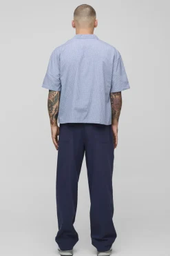 boohooMAN Chemise oversize à coupe boxy à micro carreaux<Homme Chemises
