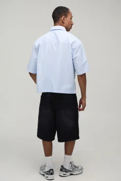 boohooMAN Chemise Oversize Coupe Carrée À Manches Courtes Imprimé Rayures<Homme Chemises