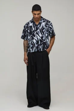 boohooMAN Chemise Oversize Coupe Carrée Imprimé Abstrait Effet Fondu<Homme Chemises Grande Taille|Chemises