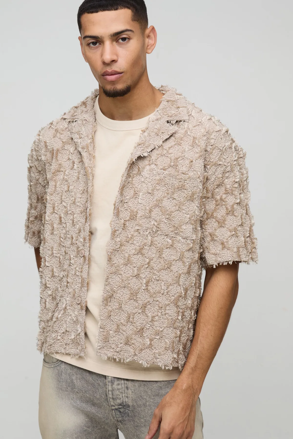 boohooMAN Chemise Oversized Boxy Revere à capitonnage et effet froissé<Homme Chemises