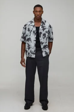 boohooMAN Chemise Oversized Coupe Boxy Imprimé Psychédélique<Homme Chemises