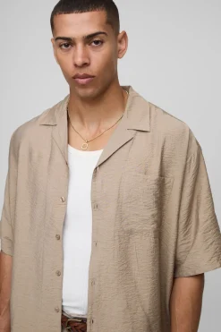 Chemise oversize à demi-manches en viscose froissée