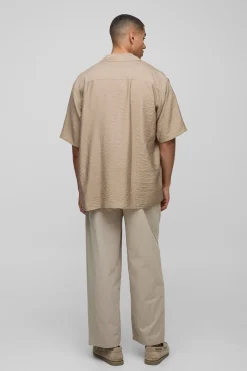 Chemise oversize à demi-manches en viscose froissée