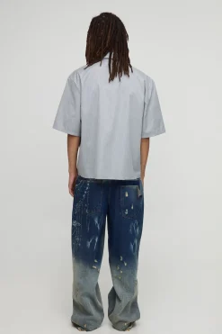 boohooMAN Chemise oversize à demi-manches avec imprimé micro-carreaux<Homme Chemises