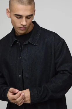 boohooMAN Chemise Oversize Délavée À Rinçage Assortie<Homme Ensembles|Denim