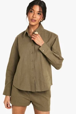 boohoo Chemise oversize effet lin<Femme Tops
