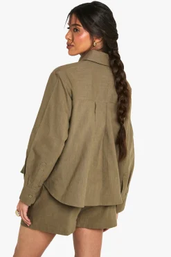 boohoo Chemise oversize effet lin<Femme Tops