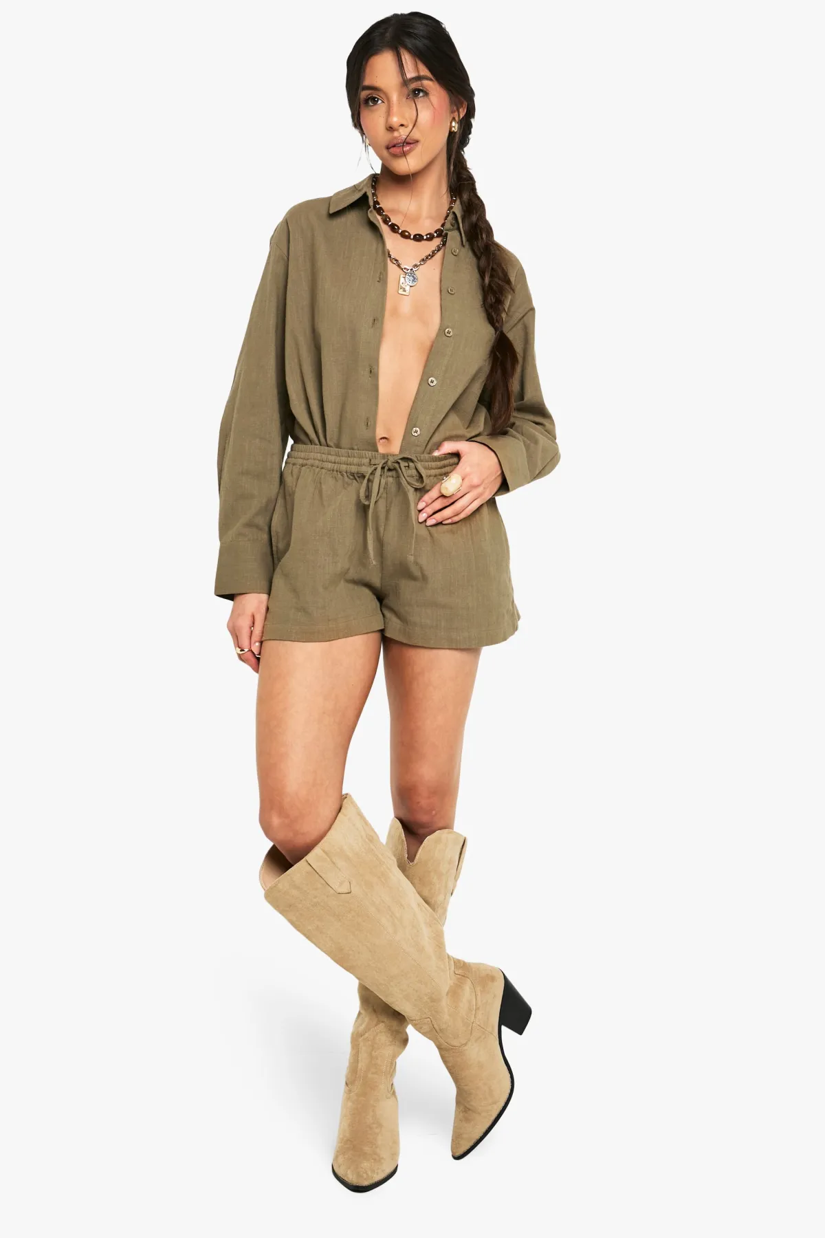boohoo Chemise oversize effet lin<Femme Tops