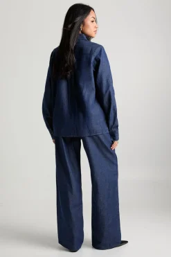 boohoo Chemise oversize en chambray<Femme Denim|Tops D’Automne