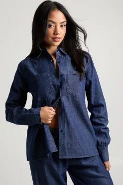 boohoo Chemise oversize en chambray<Femme Denim|Tops D’Automne