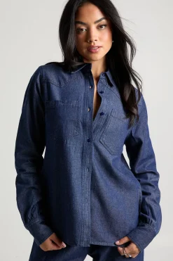 boohoo Chemise oversize en chambray<Femme Denim|Tops D’Automne