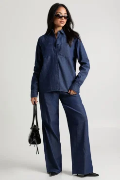 boohoo Chemise oversize en chambray<Femme Denim|Tops D’Automne