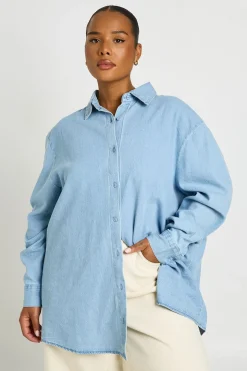 Chemise Oversize En Chambray Grande Taille