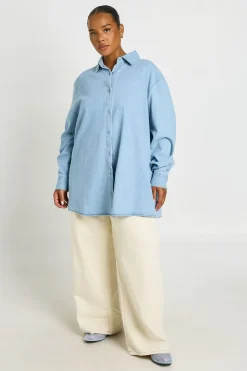Chemise Oversize En Chambray Grande Taille
