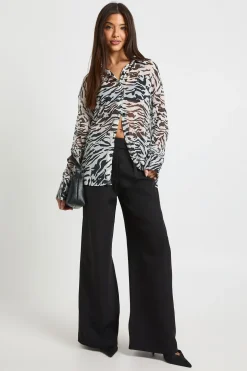 Chemise oversize en chiffon transparent à motif zébré