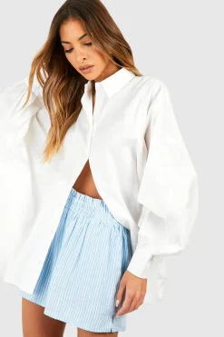 Chemise oversize en coton à manches bouffantes