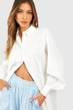 Chemise oversize en coton à manches bouffantes