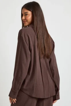 boohoo Chemise Oversize En Lin Premium<Femme Tops