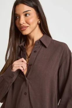 boohoo Chemise Oversize En Lin Premium<Femme Tops