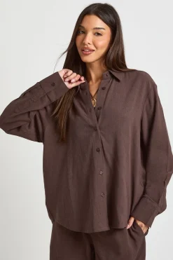 boohoo Chemise Oversize En Lin Premium<Femme Tops