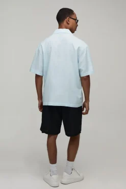 boohooMAN Chemise Oversize En Mélange De Lin À Motif Floral Esquissé<Femme Ensembles|Tops