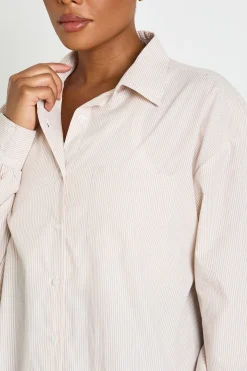 Chemise Oversize En Popeline À Rayures Grande Taille
