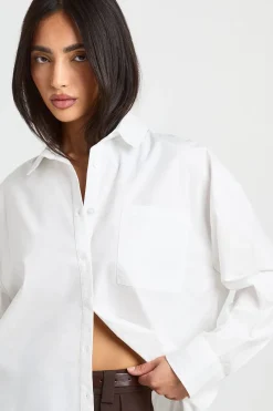 boohoo Chemise Oversize En Popeline De Coton<Femme Tops