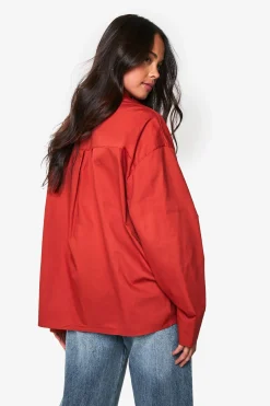 boohoo Chemise oversize en popeline de coton<Femme Tops D’Automne|Tops
