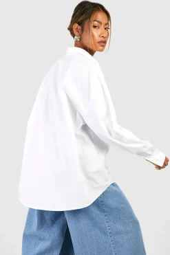 boohoo Chemise oversize en popeline de coton Basics<Femme Tailleurs|Tops