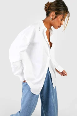 boohoo Chemise oversize en popeline de coton Basics<Femme Tailleurs|Tops