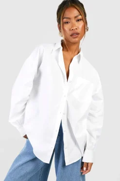boohoo Chemise oversize en popeline de coton Basics<Femme Tailleurs|Tops