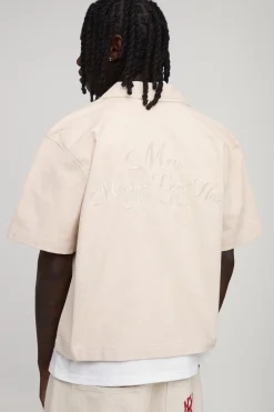 Chemise Oversize En Sergé Avec Imprimé Au Dos