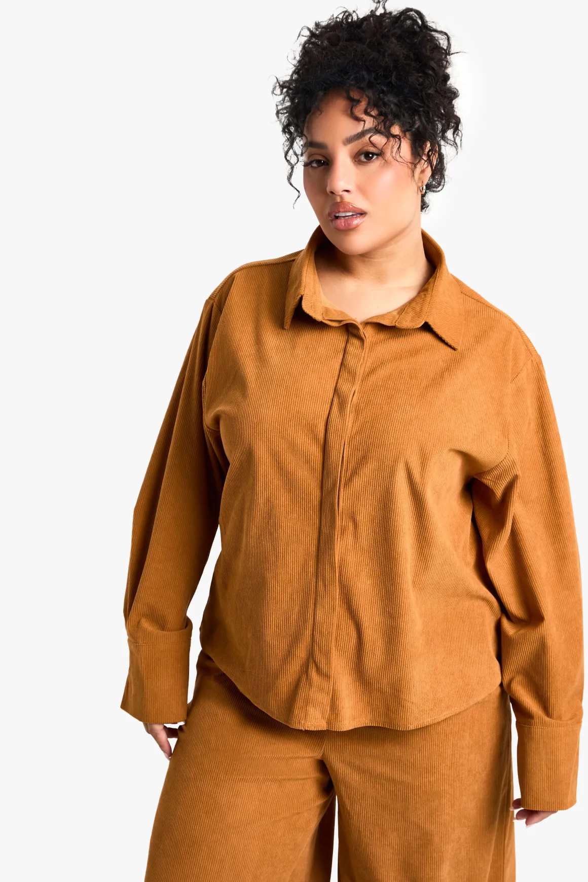 Chemise Oversize En Velours Côtelé Grande Taille