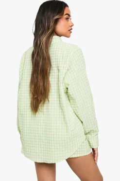 Chemise oversize en vichy à épaules tombantes