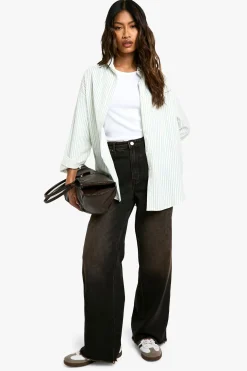 boohoo Chemise oversize à fines rayures<Femme Looks De Rentrée|Tops